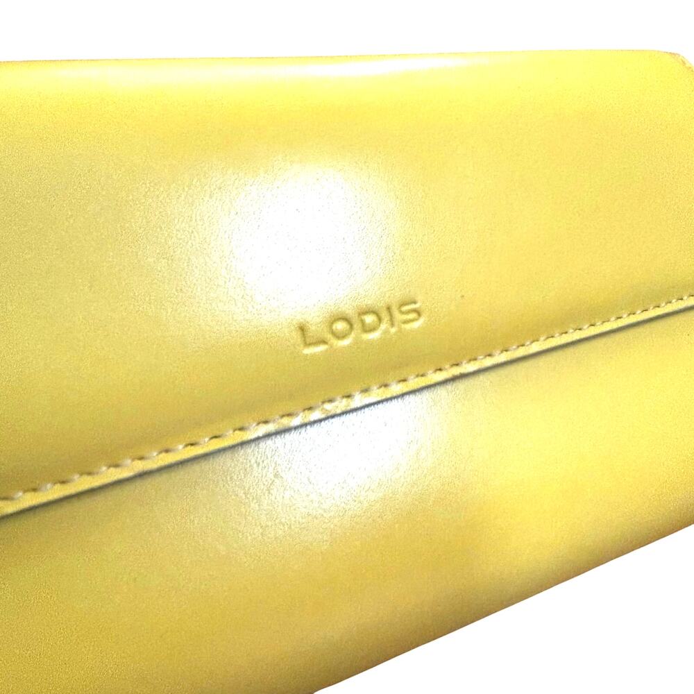 Lodis Sun Sky classic leather checkbook wallet yellow blue with FLAWS - Picture 2 of 11
